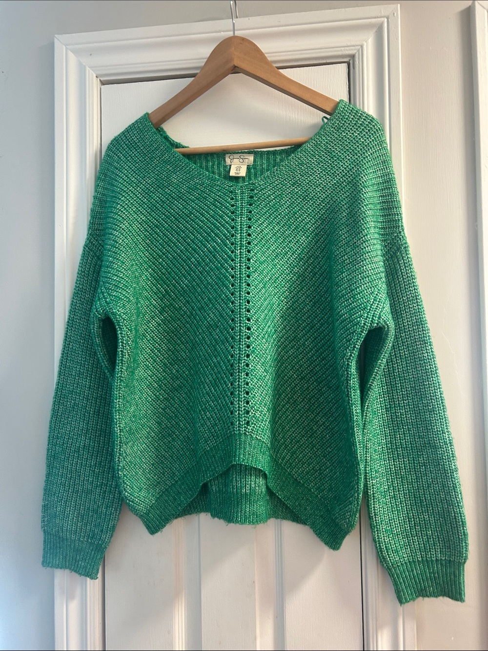 Jessica Simpson Green Scoop Neck Knit Sweater